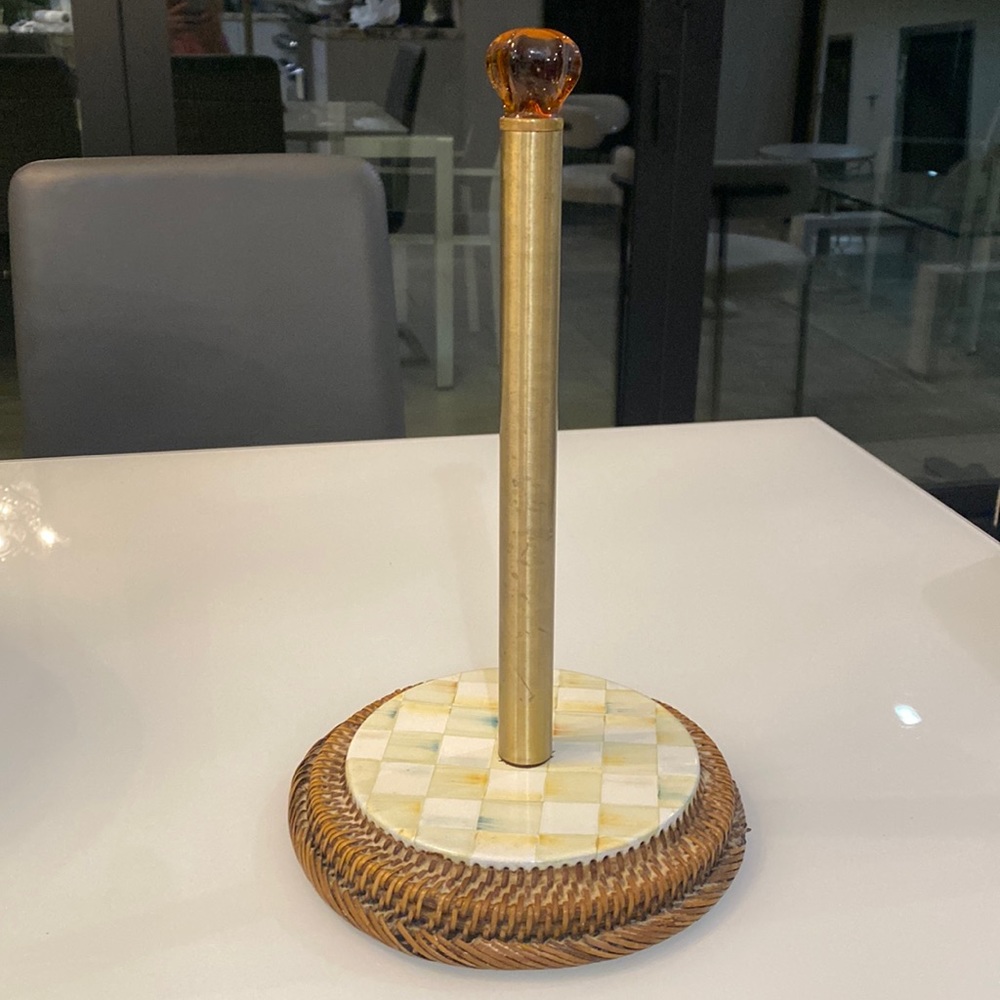 MacKenzie-Childs rattan enamel paper towel in Parchment